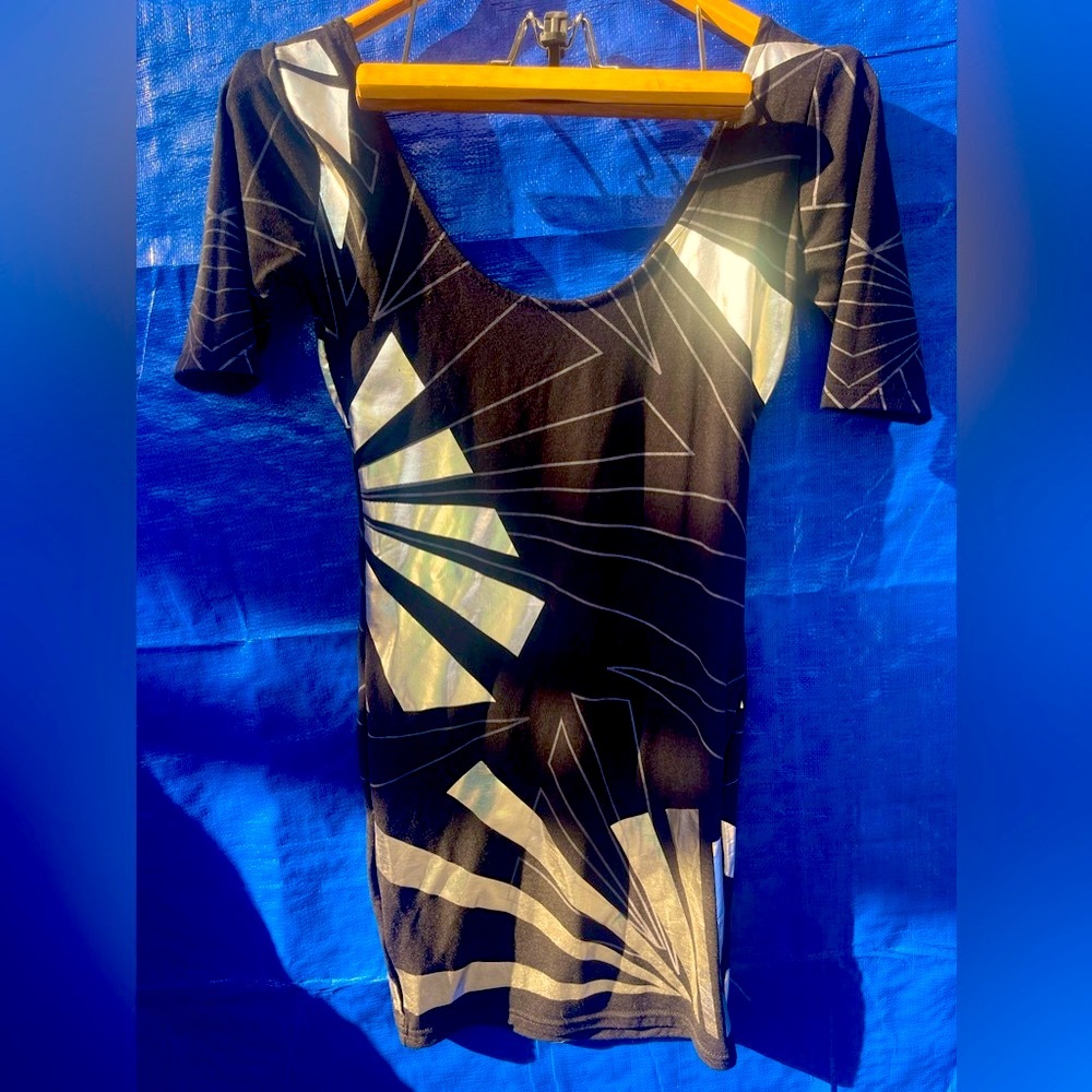 Poof fitted dress size S black and silver - Picture 3 of 9